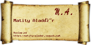 Matity Aladár névjegykártya